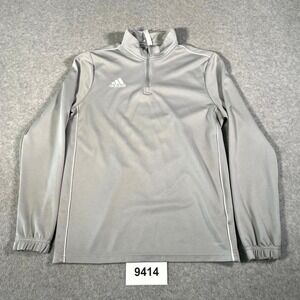 Adidas Climalite Core 18 Training Top Mens XL Gray Logo Mock Neck Quarter Zip